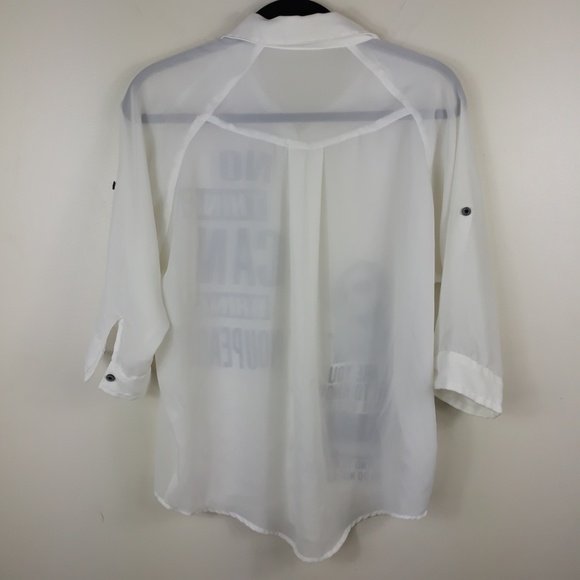 Cornflake| Sheer Graphic Button Down Shirt - Picture 6 of 6